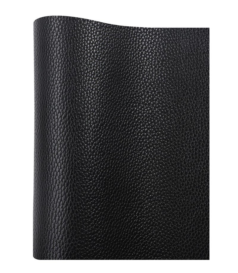 Picheng Solid Color Faux Leather Sheets Lychee Texture Leather Fabric Perfect for Craft DIY Handmade Projects Hair Bows Earrings Crafts Key Chain 1 Roll 8.2" x 53" (21 cm x 135 cm) (Black) - Image 1